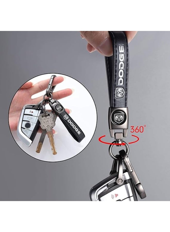 Genuine Leather Car Keychain compatible with Dodge Challenger Dakota Charger Ram 1502 Durango Caravan Key Chain Keyring Family Present for Man and Woman, Dq Key Chain Jd, 1 - Image 5